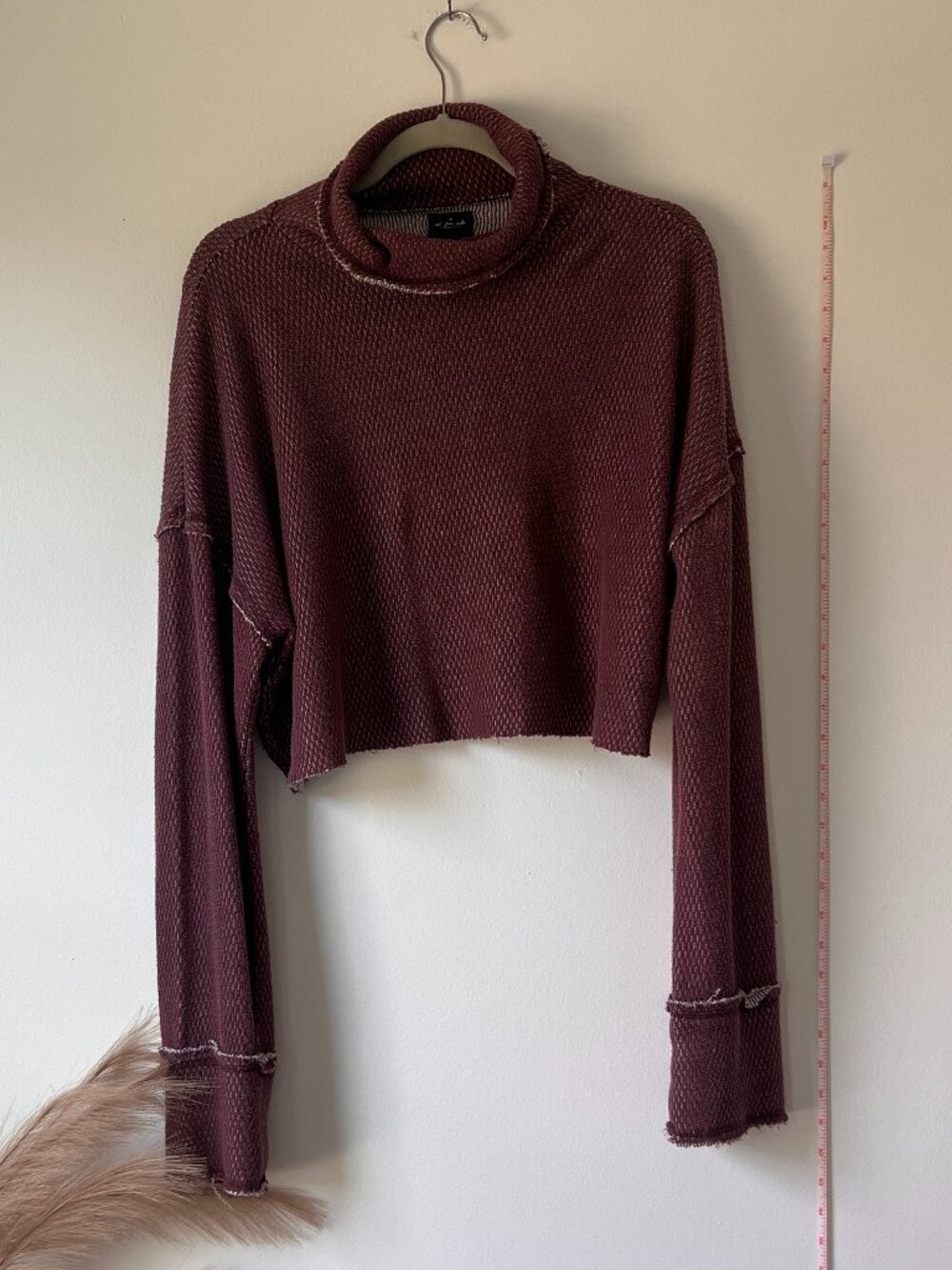 Out From Under Urban Outfitters Burgundy Cropped Cowl Neck Sweater Size Large